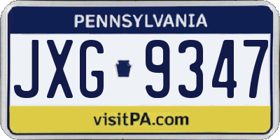 PA license plate JXG9347