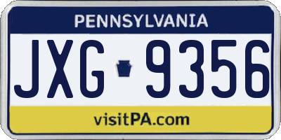 PA license plate JXG9356