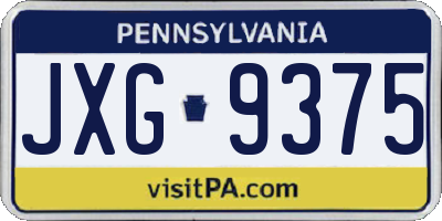 PA license plate JXG9375