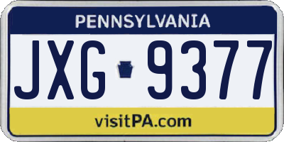 PA license plate JXG9377
