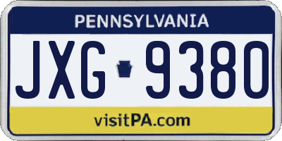 PA license plate JXG9380