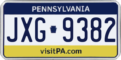 PA license plate JXG9382