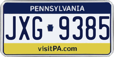 PA license plate JXG9385
