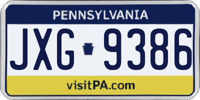 PA license plate JXG9386