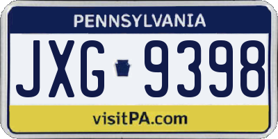 PA license plate JXG9398