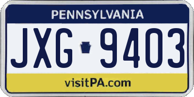 PA license plate JXG9403