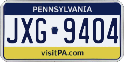 PA license plate JXG9404