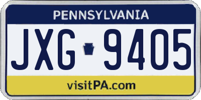 PA license plate JXG9405