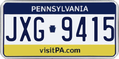 PA license plate JXG9415