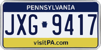PA license plate JXG9417