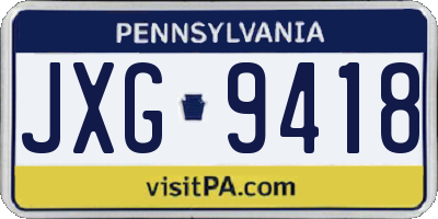 PA license plate JXG9418