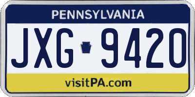 PA license plate JXG9420