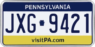 PA license plate JXG9421