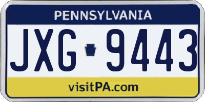 PA license plate JXG9443