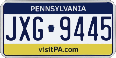 PA license plate JXG9445