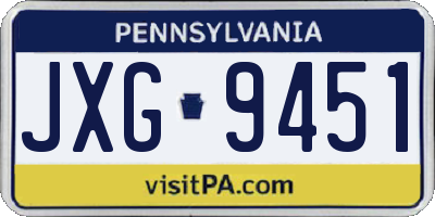 PA license plate JXG9451