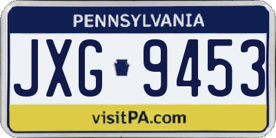 PA license plate JXG9453