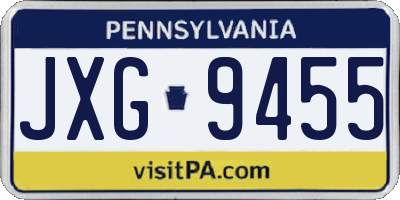 PA license plate JXG9455