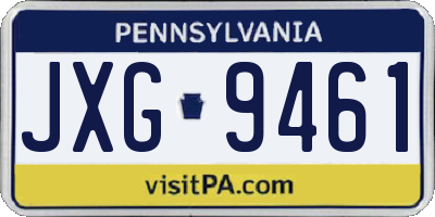 PA license plate JXG9461