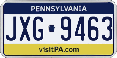 PA license plate JXG9463