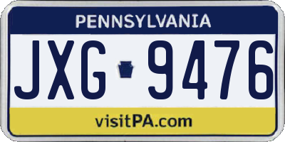PA license plate JXG9476