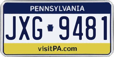 PA license plate JXG9481