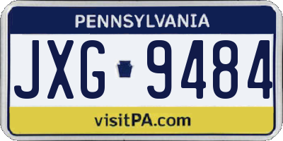 PA license plate JXG9484