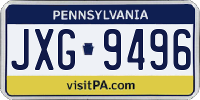 PA license plate JXG9496