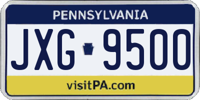 PA license plate JXG9500