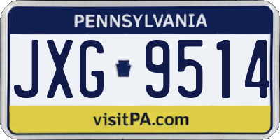PA license plate JXG9514