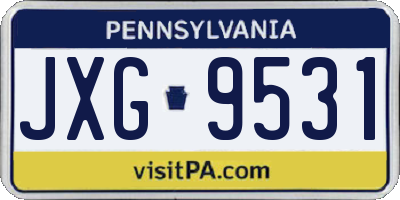 PA license plate JXG9531