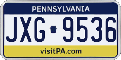PA license plate JXG9536