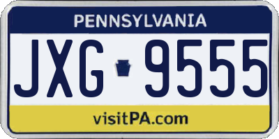 PA license plate JXG9555