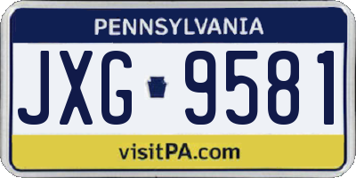 PA license plate JXG9581