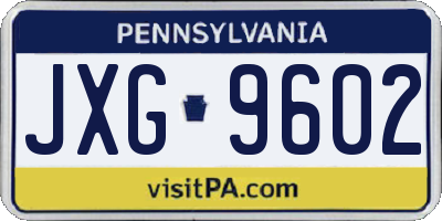 PA license plate JXG9602