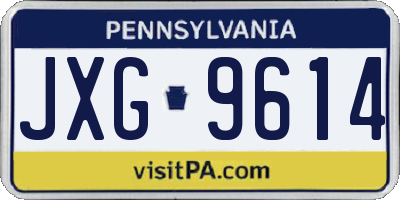 PA license plate JXG9614