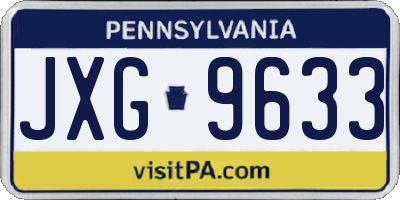 PA license plate JXG9633