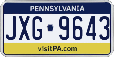 PA license plate JXG9643