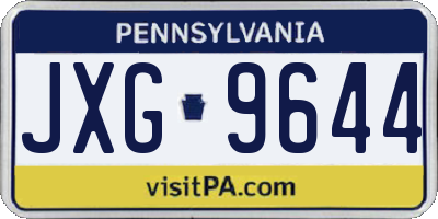 PA license plate JXG9644