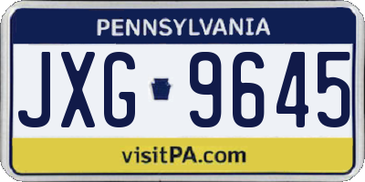 PA license plate JXG9645