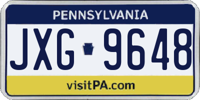 PA license plate JXG9648