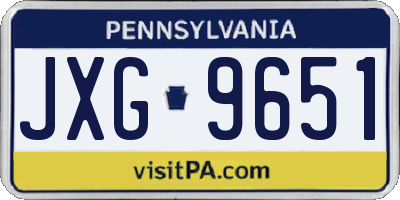 PA license plate JXG9651