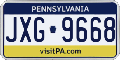 PA license plate JXG9668