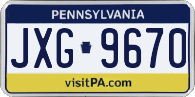 PA license plate JXG9670