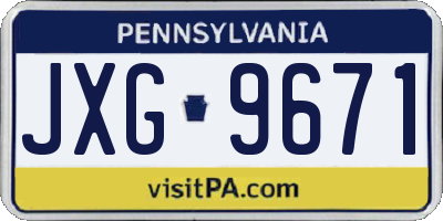 PA license plate JXG9671