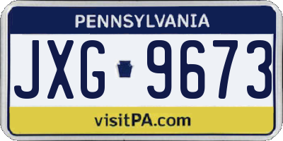 PA license plate JXG9673