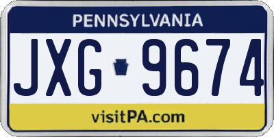 PA license plate JXG9674