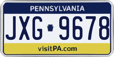 PA license plate JXG9678