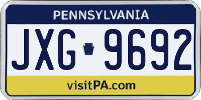 PA license plate JXG9692