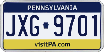 PA license plate JXG9701